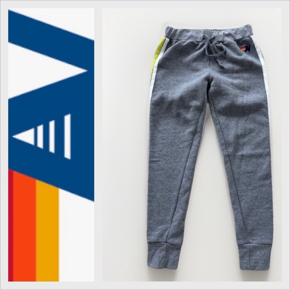 Aviator Nation Jogger Womens Size Small Gray Striped Pants Sweatpants Stripe - Picture 1 of 6